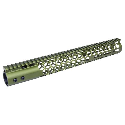 15" Honeycomb Series M-LOK Free Floating Handguard in Anodized Green | Veriforce Tactical