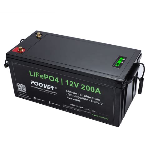 LiFEPO4 battery 12v 200ah Lithium Iron Phosphate BMS 4S2P | POOVER