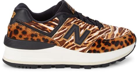 New Balance Leather Leopard-print Calf Hair-trim Chunky Sneakers in ...