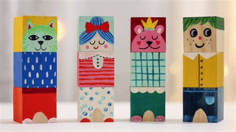 Painted Wood Block Characters - YouTube