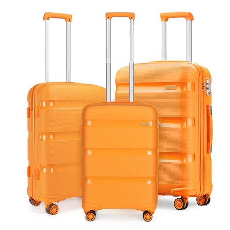 K2092L - Kono Bright Hard Shell PP Suitcase 3 Pieces Set - Classic Collection - Orange