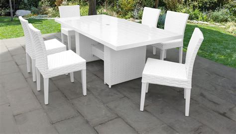 Miami Rectangular Outdoor Patio Dining Table with 6 Armless Chairs