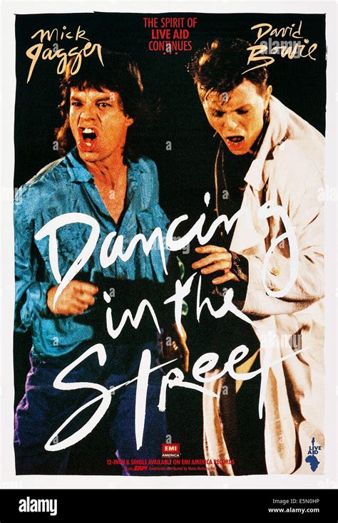 DANCING IN THE STREET, from left: Mick Jagger, David Bowie on poster ...