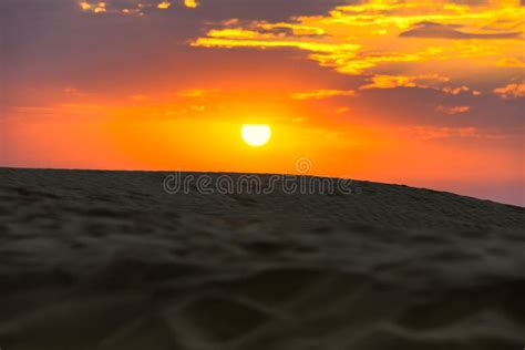 Colorful Sunset Over Sand Dunes at Jaisalmer Stock Image - Image of ...