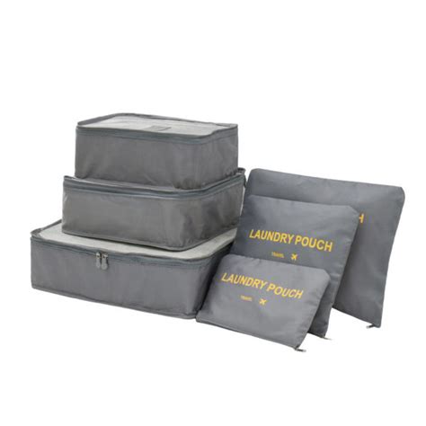 6 Pack Suitcase Organiser Grey For Organisation Of Luggage