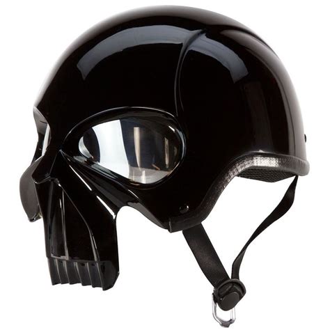 3D Skull Skeleton Gloss Black Half Motorcycle Cruiser Chopper Biker ...