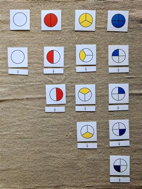 Montessori Fraction Puzzle With Cards / Learning Fraction Math Toy With Pictures and Symbol ...