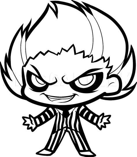 How To Draw Chibi Beetlejuice, Beetlejuice, Step by Step, Drawing Guide ...