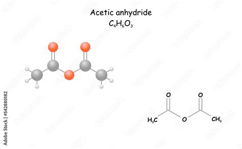 Stylized molecule model/structural formula of acetic anhydride. Stock ...