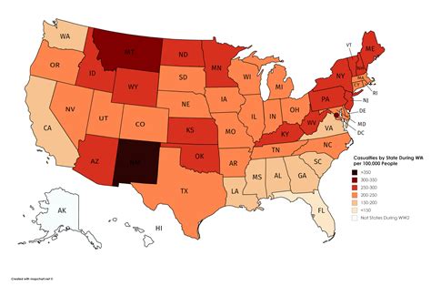 Casualties by U.S State During World War II per 100,000 People - Vivid Maps