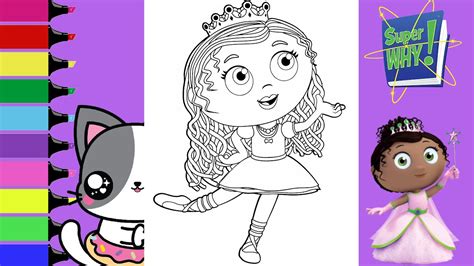 Coloring Super Why Princess Pea Dancing Coloring Book Pages | Sprinkled ...