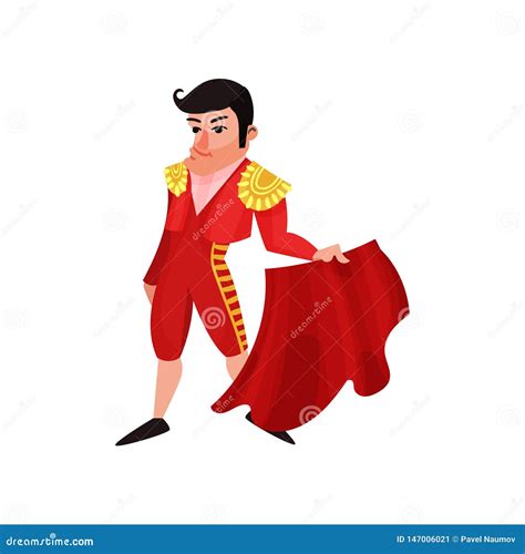 Toreador in Traditional Red Costume. Vector Illustration on White ...