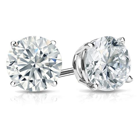 White Gold & Platinum Round Diamond Stud Earrings (0.20-4.00) CTW - Sarkisians Jewelry