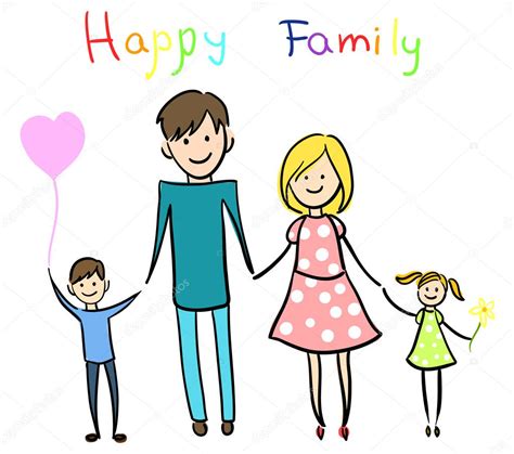 Família feliz de mãos dadas e sorrindo imagem vetorial de © saranai #7213662