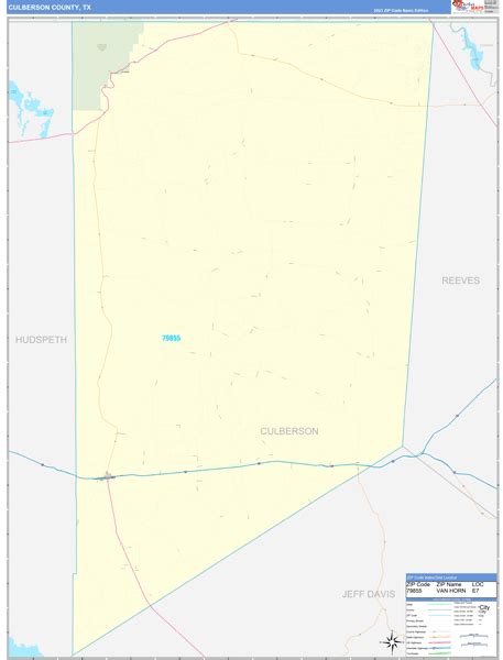 Culberson County, TX Zip Code Wall Map Basic Style by MarketMAPS - MapSales