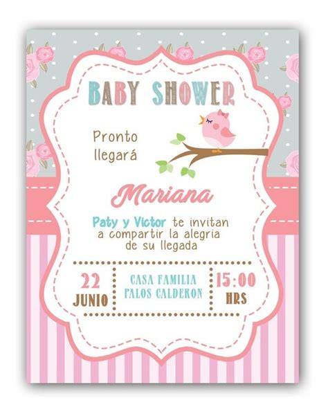 Invitaciones Digitales Baby Shower Niña Vintage Pajaritos - $ 50.00 en ...