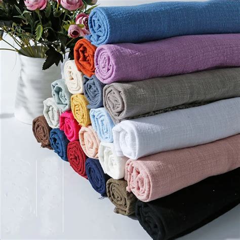 1.3m wide Bamboo cotton linen crepe fabric solid color wrinkle tissue scarves soft fabric for ...