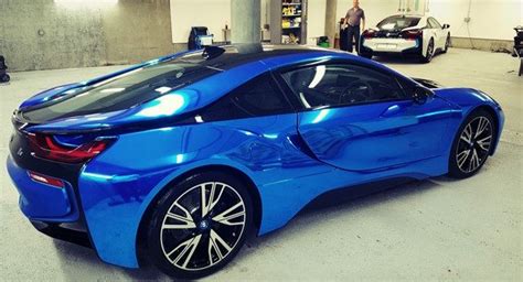 BMW i8 Blue Chrome Wrap London