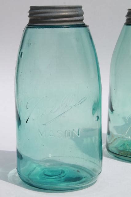 antique vintage 2 quart blue glass Ball mason jars, 3 fruit jar kitchen ...