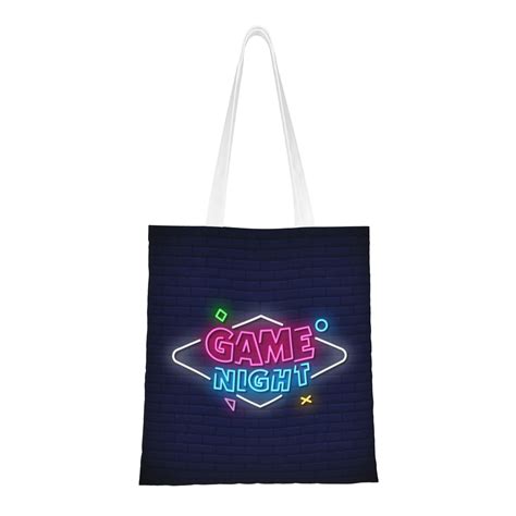 DouZhe Reusable Grocery Bags, Game Night Neon Signs Lightweight ...