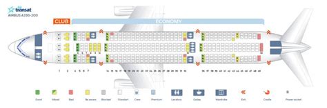 Seat map Airbus A330-200 Air Transat. Best seats in the plane