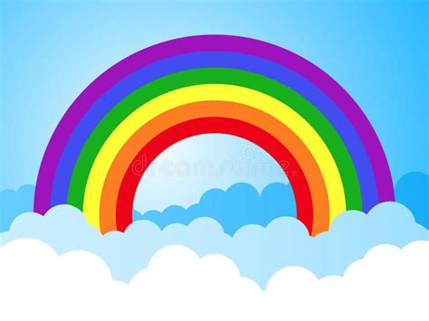 Rainbow sky with clouds cartoon background royalty free illustration Cartoon Background, White ...