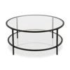 Two Shelf Round Metal Base Coffee Table In Black With Glass Top - Henn&hart : Target