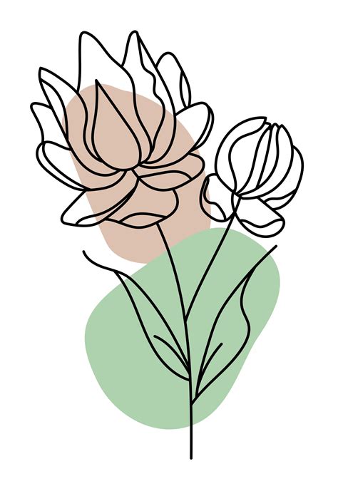 Aesthetic Minimalist Flower Drawing - Printable Find A Word