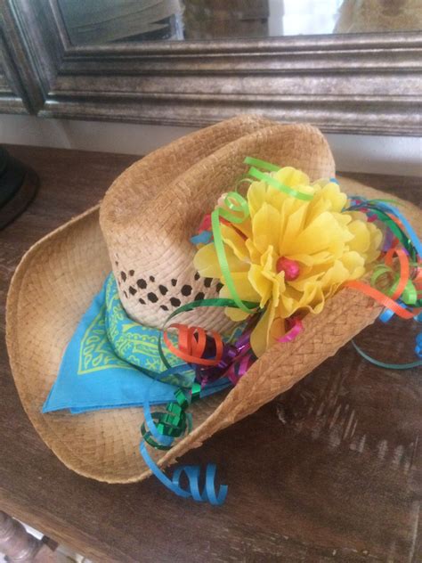 Cowgirl fiesta hat | Cowboy decorations, Diy party decorations, Crazy hat day