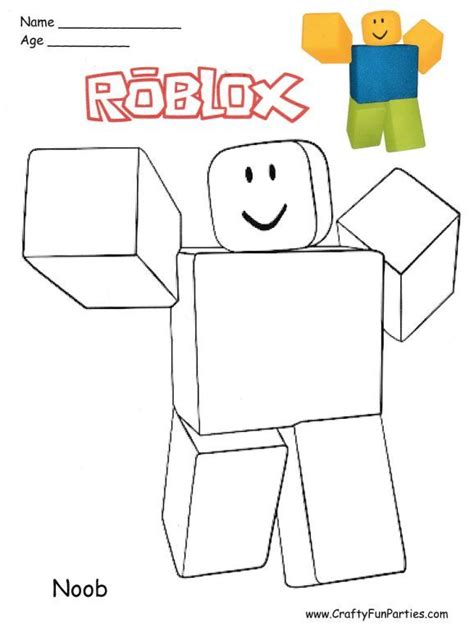 RoBlox Noob Coloring Page | Roblox, Kids art projects, Coloring pages