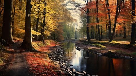 Premium AI Image | Autumn forest scenery landscape