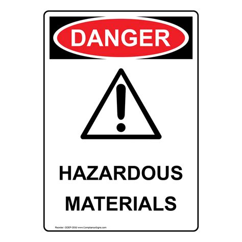 OSHA DANGER Hazardous Materials Sign ODE-3550 Hazardous Material