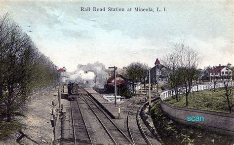 1907 -- Mineola -- Color Postcard of the original LIRR train station at ...