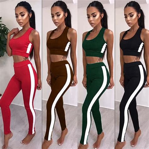 Women Clothing Sets Vest + Pants Fitness Workout Clothing Gym Running ...