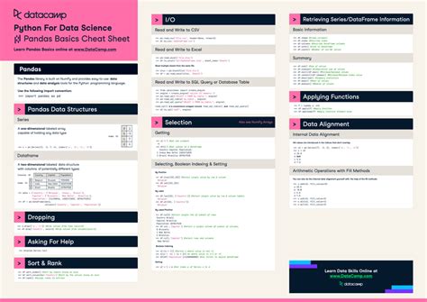 Pandas Basics Cheat Sheet Download Printable PDF | Templateroller