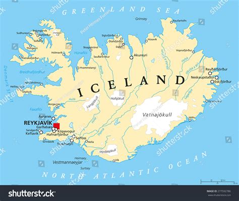 Iceland Political Map With Capital Reykjavik, National Borders ...