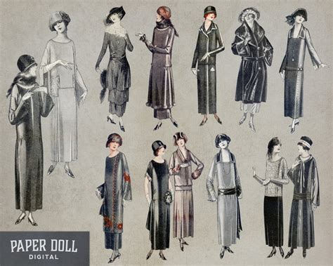 Vintage Fashion Clipart 1920s Clipart Vintage Fashion Art Doll Scrapbooking Journal Cardmaking ...