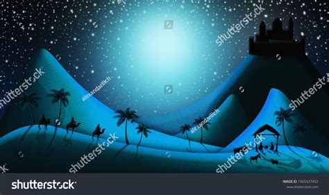 Christmas Nativity Scene Three Wise Men Stock Illustration 1565437453 ...