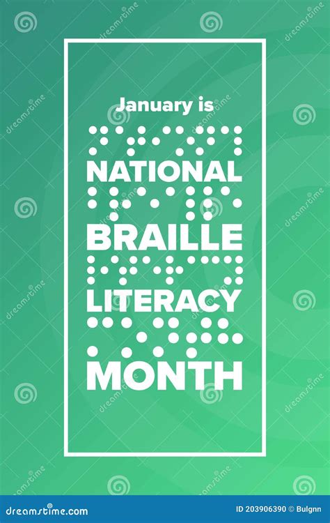 January is National Braille Literacy Month. Holiday Concept Stock Vector - Illustration of ...