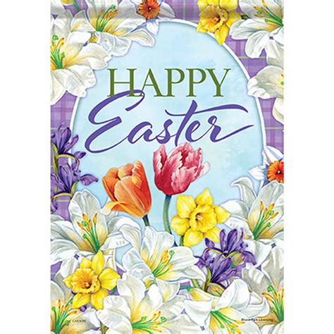 Spring Floral (Happy Easter) - Dura Soft House Flag - FlagCenter.com