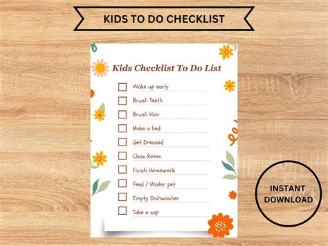 Kids Daily School Checklist Schedule Printable Editable Chore - Etsy