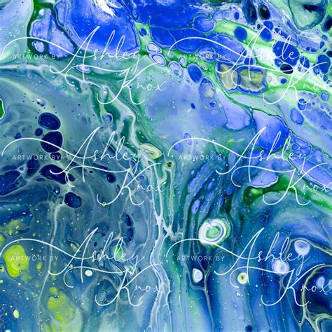 Blue & Green Abstract Painting Canvas or Wall Print Fluid | Etsy