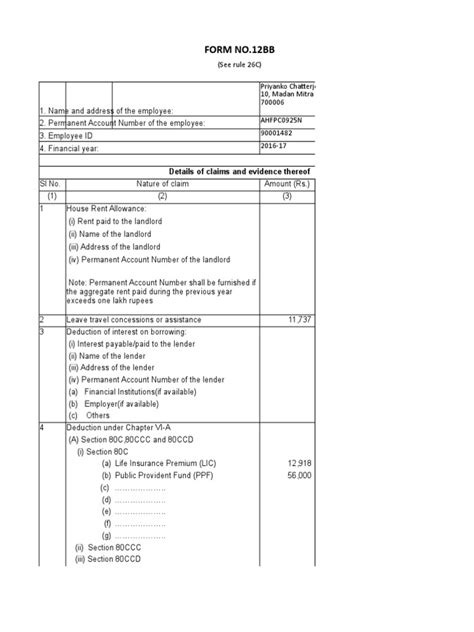 Form 12BB in Excel Format | Loans | Interest