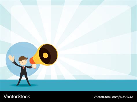 Businessman with megaphone announcement background