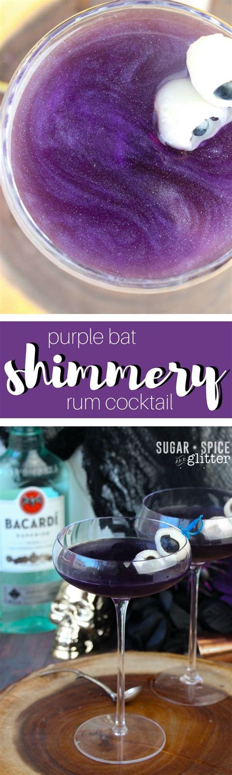 Shimmery Purple Bat Cocktail - a cute rum cocktail with a citrus-cherry taste and edible ...