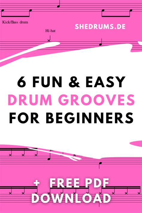 6 Fun & Easy Drum Grooves For Beginners + Free PDF Download - sHe druMs: Rock The Kit!