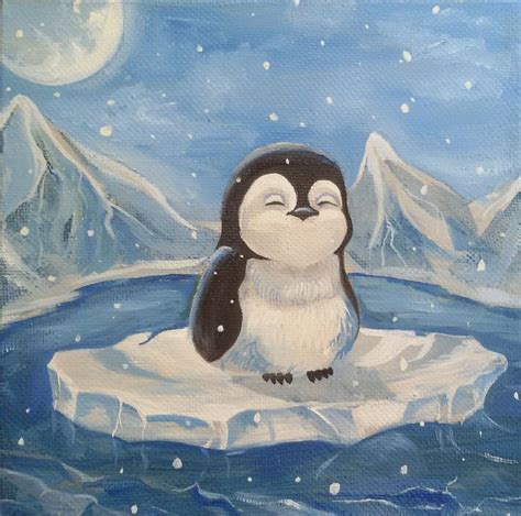 Image result for penguin painting | Cute canvas paintings, Penguin art, Mini canvas art