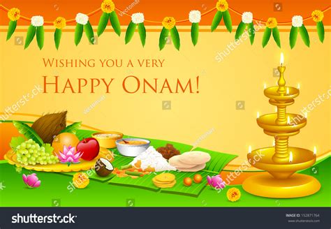 Illustration Onam Feast On Banana Leaf Stock Vector (Royalty Free ...