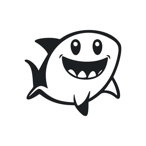 Black and white Simple logo with a nice cheerful shark. 19978290 Vector ...