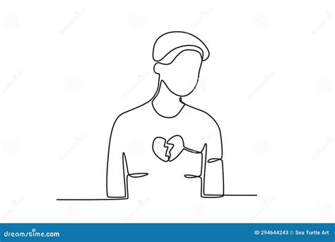 A man with a broken heart stock vector. Illustration of woman - 294644243